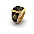 Gold-Plated Sterling Silver w/ Gold Top Finish Police Signet Style Badge Ring